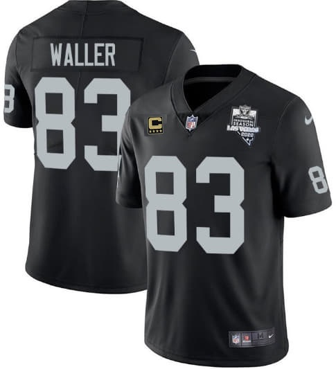 Men's Las Vegas Raiders #83 Darren Waller Black NFL 2020 Inaugural Season With C Patch Vapor Limited Stitched Jersey Men's Las Vegas Raiders #83 Darren Waller Black NFL 2020 Inaugural Season With C Patch Vapor Limited Stitched Jersey